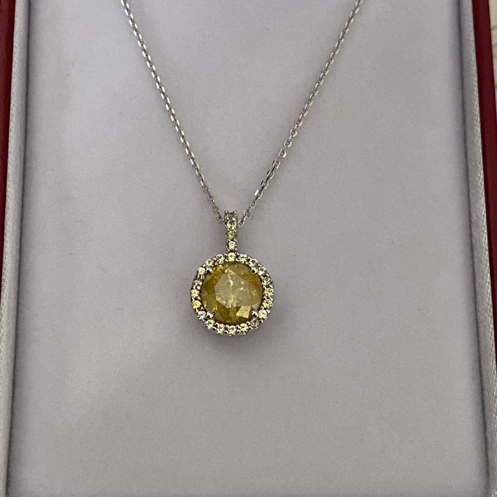 New Natural Diamond 2.40 carat yellow yellow diamonds 14k white Gold